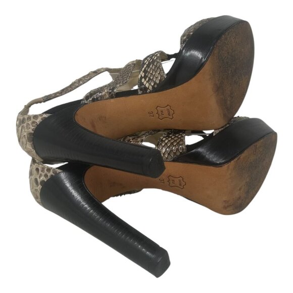 Alexandre Birman Snakeskin Animal Print Platform Open Toe Heels Size 7 Y2K - Picture 10 of 13
